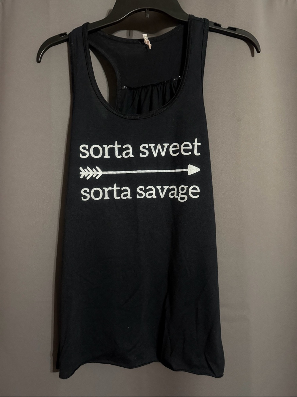 Black Graphic Racerback Tank Top - Sorta Sweet Sorta Savage